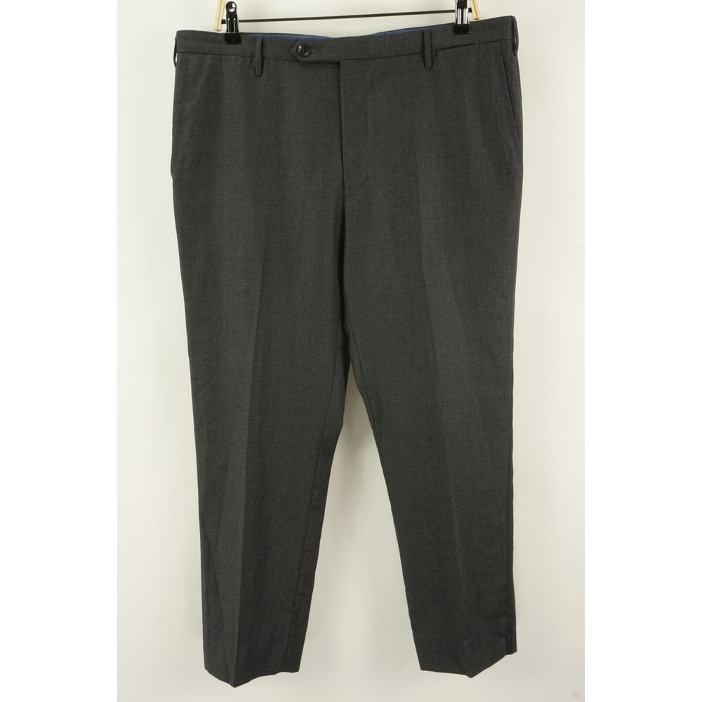 $495 Carroll Custom Beverly Hills Italian Gabardine Slack Men 37 x 28‎ Dark Gray